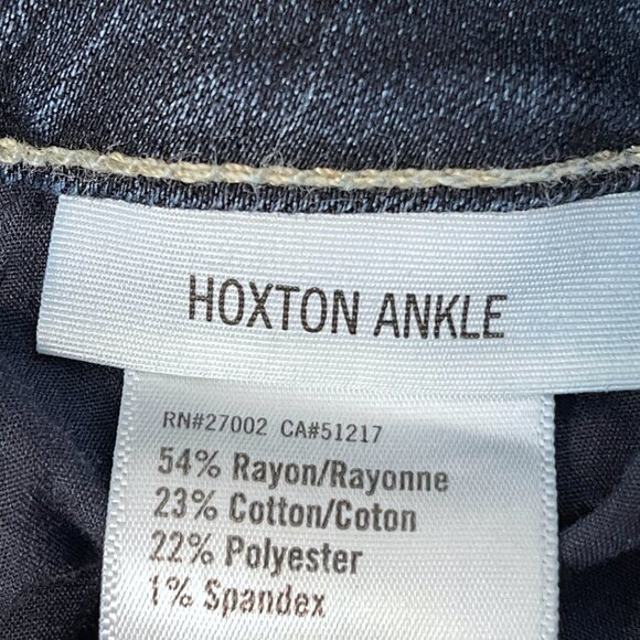 Paige Hoxton Ankle Jeans Womens Size 27 Stretch Mid Rise Denim Dark Wash Blue - Picture 7 of 12